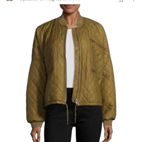 FREE PEOPLE EASY OVERSIZED QUILTED BOMBER JACKET OLIVE GREEN Small lightweight - Picture 1 of 13